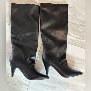 Black Knee-High Leather Boots